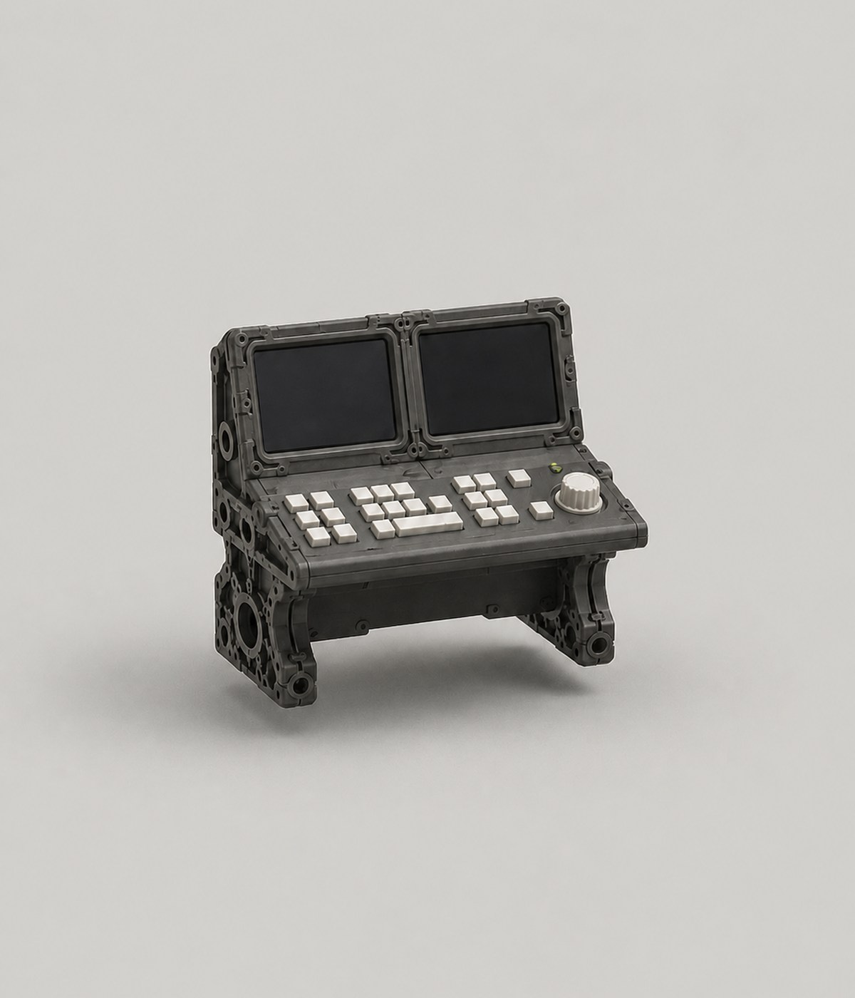 A miniature maritime operations console.