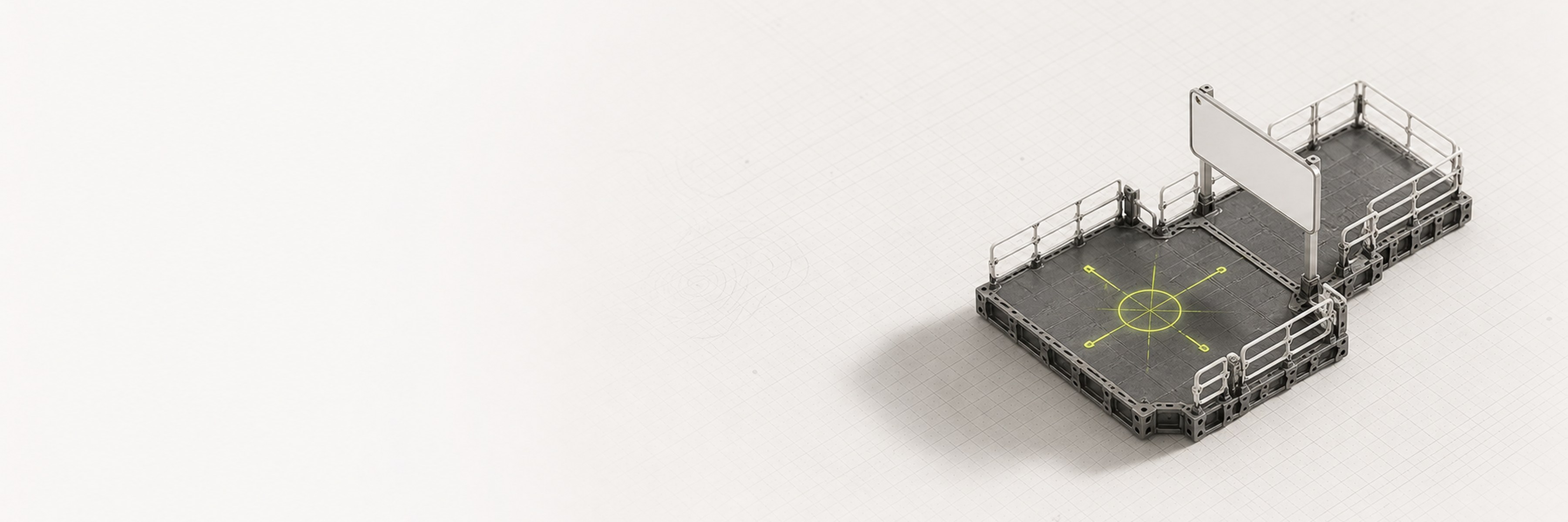 A miniature muster station with a lime inspection crosshair.