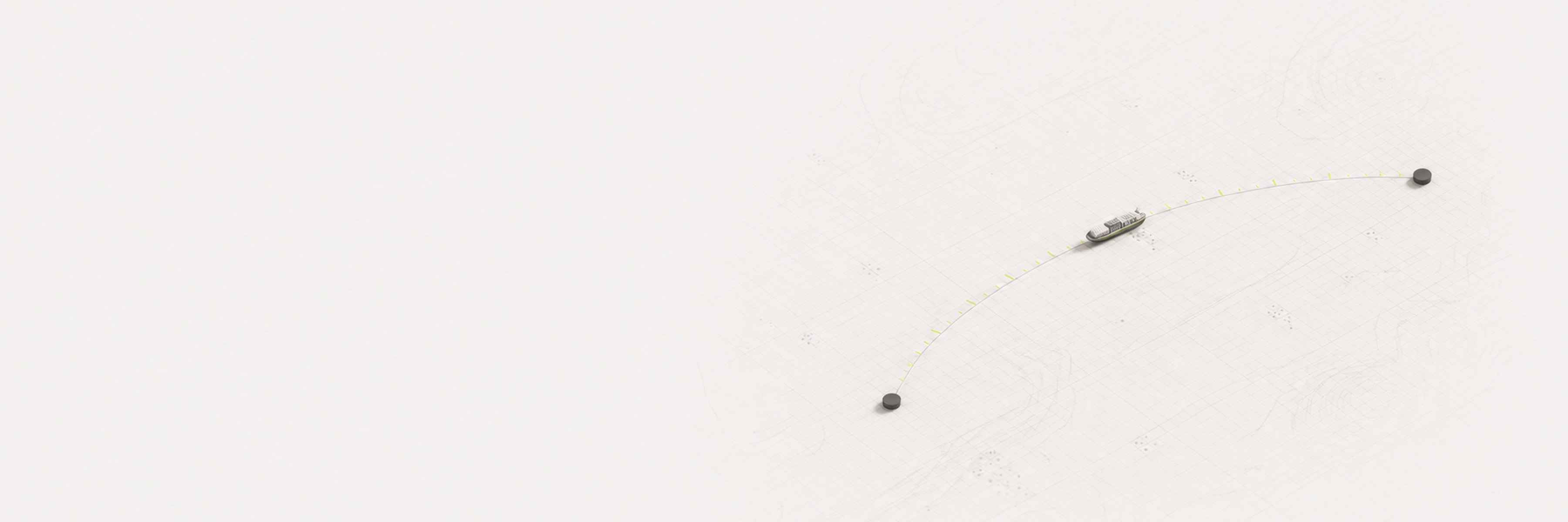 A miniature vessel travelling along an engraved route.